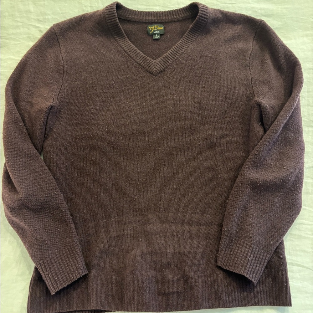 J. Crew Burgundy 100% Cashmere V-Neck Sweater